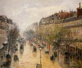 boulevard montmartre spring rain Camille Pissarro